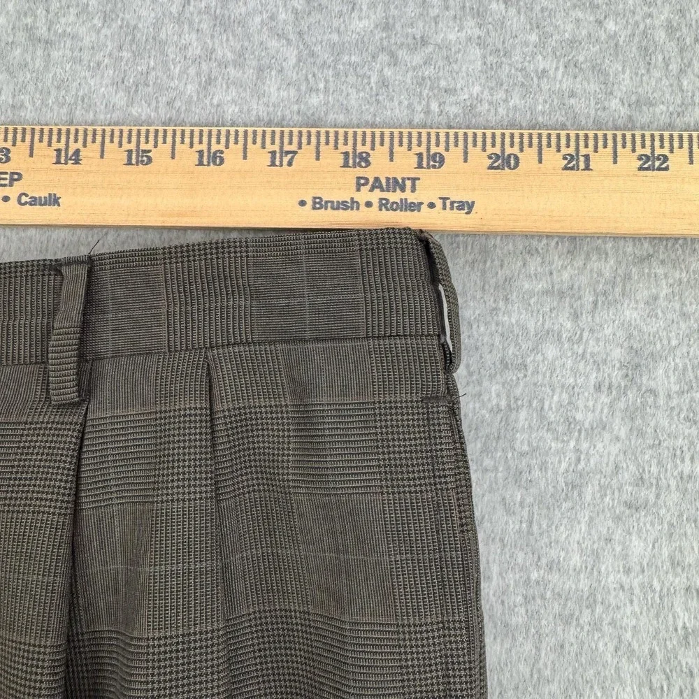Jos A Bank Windsor Dress Pants Mens 38x33 Brown Wool Plaid Cuffed Classic Office